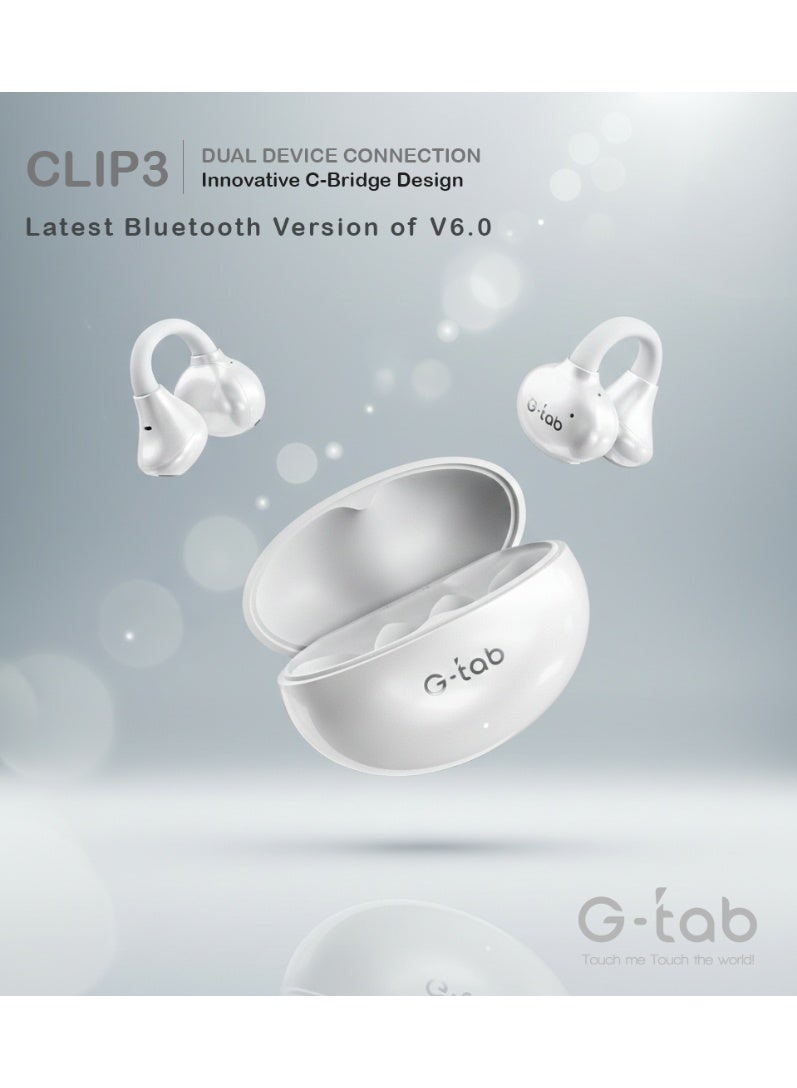 G-Tab CLIP3 Bluetooth Earbuds, Wireless Earphones, Open-Ear Clip TWS Earbuds with C-Bridge Design, ENC Noise Cancelling Mic, Touch Control, Long Battery Life, Type-C Charging, Compatible with iPhone & Android - Image 5